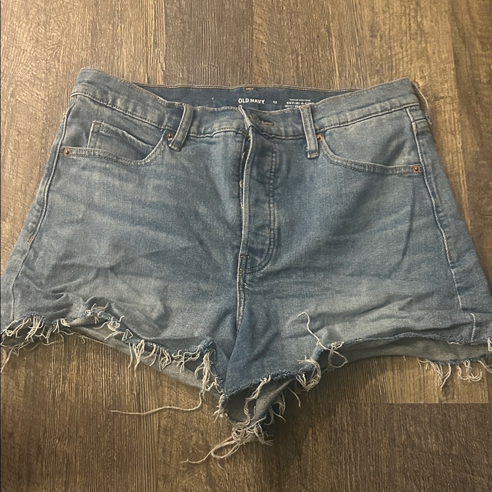 Old Navy Blue Distressed Jean Shorts